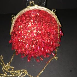 Red Beaded Evening Bag